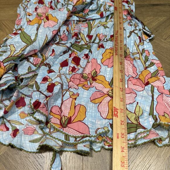 Poupette St. Barth Size Large Aude Wrap Mini Dress Blue Floral Ruffle Feminine - Picture 10 of 12